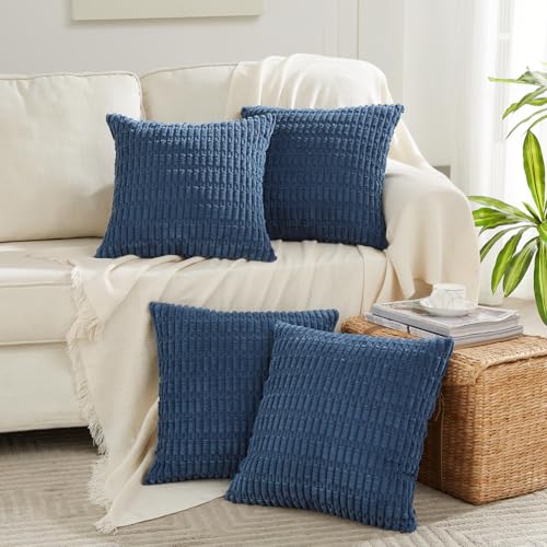 4 Packs Decorative Throw Pillow Covers for Living Room Couch Bed (14" x 14" (Pack of 4) / Dusty Blue)