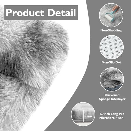 Tie Dyed Fluffy Round Rug (Mottling Grey / 3' (Round))