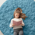 Slate Blue Round Rugs for Bedroom (5 Ft Round / Slate Blue)
