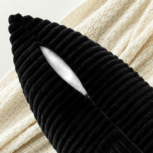 Black Decorative Lumbar Throw Pillow Covers 14x24 Inch 2 Pack (Black / 24" x 14" (Pack of 2))