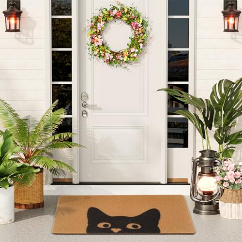 Door Mat Outdoor Indoor Welcome Mats (Cute Cat)