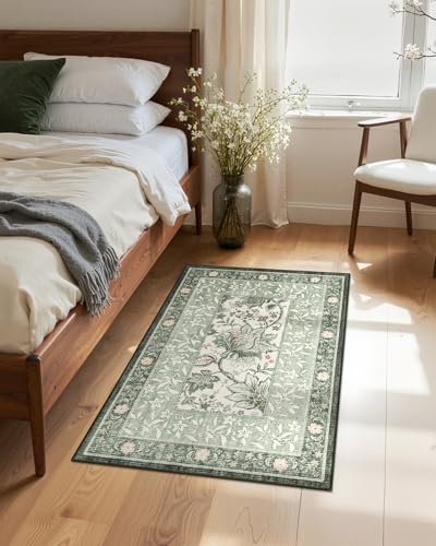 Sage Green 2x3 Door Mat Indoor Rugs for Entryway Provence Small Botanical Grove Cottagecore Washable Non (Sage Grove / 2' x 3' (Rectangular))