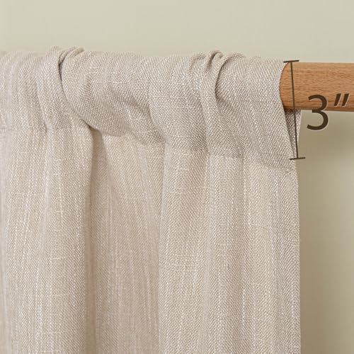 Oatmeal French Door Curtains for Door Window 72 Inch Length 2 Panels Semi Sheer Light Filtering Curtain for Bedroom Window Glass Rod Pocket for Kitchen Dining Room (26"W x 72"L (Pack of 2) / Taupe)