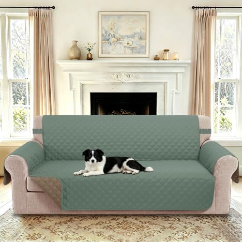Oversized Sofa Cover for 3 Cushion (Greyish Green/Taupe / Sofa Xl - Xl Large (78"))