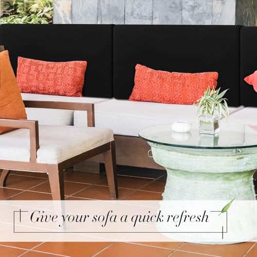 4 Pcs Stretch Cushion Covers (Black / Back Cover)