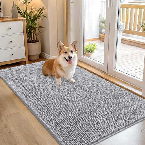 Dog Door Mat for Muddy Paws 54x32 (Light Grey / 54" X 32")