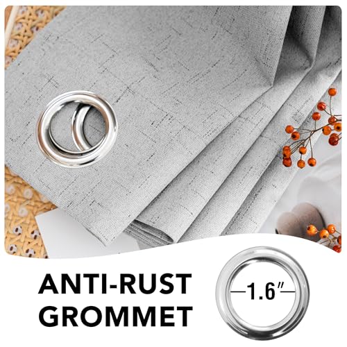 Linen Blackout Curtains Durable Thick Textured Linen Look 100% Blackout Patio Door Curtain Anti Rust Grommet Extra Wide Sliding Door Curtain Panel (Glacier Gray / 100"W x 96"L (Pack of 1))