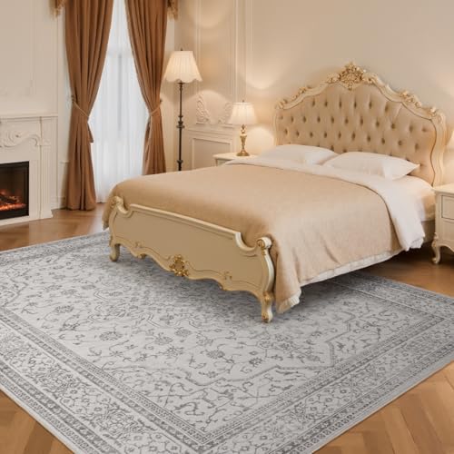 8x10 Boho Washable Area Rugs for Living Room (8' x 10' (Rectangular) / Gray-white-black)