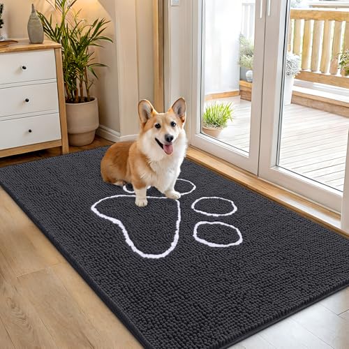 Dog Door Mat for Muddy Paws 54x32 (Dark Grey / 54" X 32")