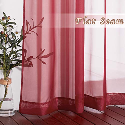 Voile Sheer Curtains (Haute Red / 54"W x 84"L (Pack of 2))