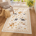 3x5 Rug Washable Dog Bedroom Area Rug Soft Non Slip (Beige Yellow (Dog) / 3' x 5' (Rectangular))