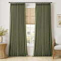 Olive Green Pinch Pleated Linen Curtains 102 Inches Long 2 Panels (Olive Green / 40"W x 102"L (Pack of 2))