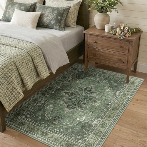 Washable Area Rug (Green/Dark Green/Gray / 3' x 4' (Rectangular))