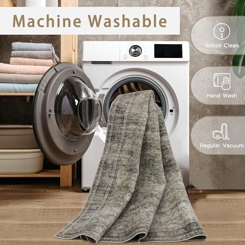 Green Brown 8x10 Washable Area Rugs for Living Room (8' x 10' (Rectangular) / Brass-green-brown-olive)