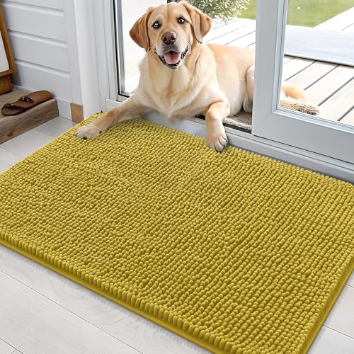 Dog Door Mat for Muddy Paws 36x24 (Mustard Yellow / 36" X 24")