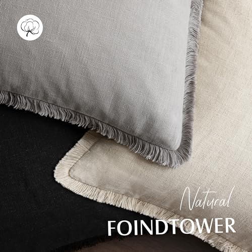 Decorative Linen Fringe Throw Pillow Covers 22×22 Light Gray (22" x 22" (Pack of 2) / Quiet Gray)