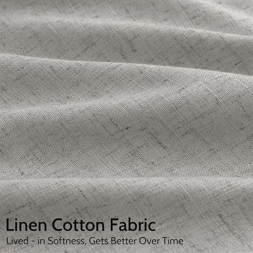 Light Gray Linen Curtains 90 Inches Long for Living Room Simple Modern Farmhouse Linen Coastal Decor Back Tab Rod Pocket Light Filtering Semi Sheer Grey Curtain for Bedroom 52x90 (52"W x 90"L (Pack of 2) / Light Grey)