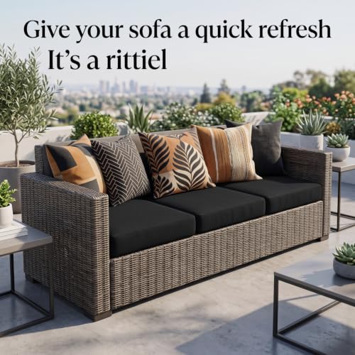 4 Pcs Stretch Cushion Covers (Black / Seat Cover)