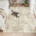 Abstract 4x6 Area Rug Washable Rugs for Living Room (Beige/Gray / 4' x 6' (Rectangular))