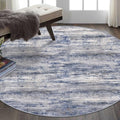 Round Area Rugs 6Ft Modern Abstract Ombre Circle Rug for Bedroom (Blue-grey / 6' (Round))