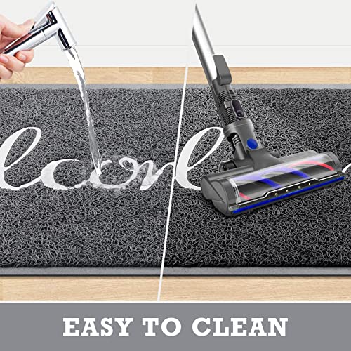 Grey Door Mat Welcome Mats Outdoor Indoor Doormat for Entryway Floor Mat (Grey Welcome / 1'6" x 2'6" (Rectangular))