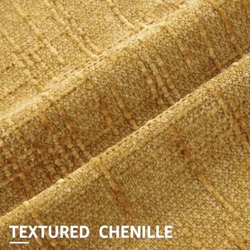 Textured Chenille Throw Pillow Covers 22x22 Set of 2 Yellow (Mustard Yellow / 22" x 22" (Pack of 2))