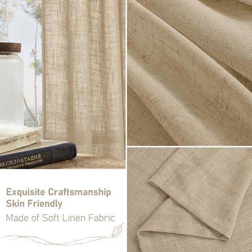 Linen Curtains 63 inches Long for Bedroom 2 Panels (38"W x 63"L (Pack of 2) / Brown)