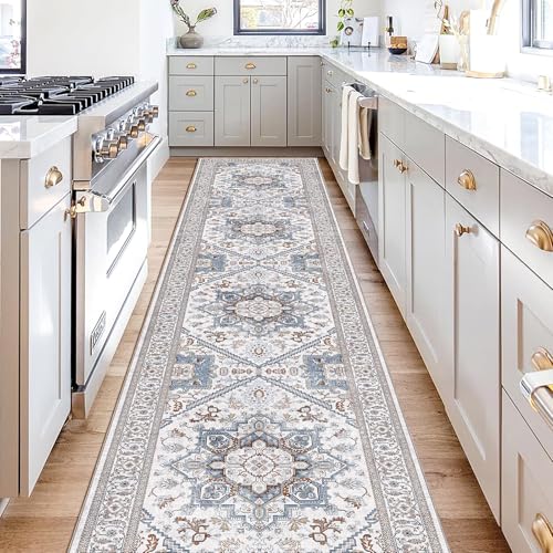 Soft Area Rugs 2x10 (2' x 10' (Runner) / Cream White & Blue)