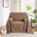 Oversized Armchair Couch Cover for 1 Cushion Couch (71" x 91" / Tassels Edge-camel)