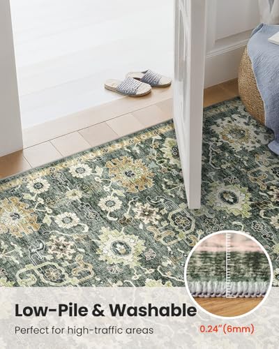 Amada Large 9x12 Washable Area Rug for Living Room (9' x 12' (Rectangular) / Green/Brown)
