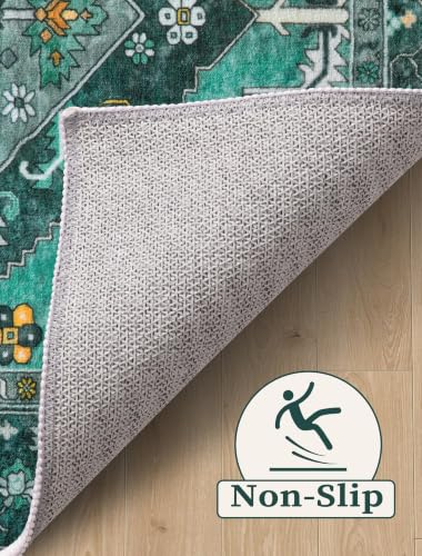 2'6"x10' Washable Non Slip Boho Runner Rug for Hallway (Teal/Multi / 2'6" x 10' (Runner))