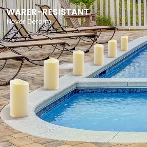 Outdoor Plastic flameless Candles with Remote Control and Timer (D3"xH5.5" - 12pack / lvory-warm light)