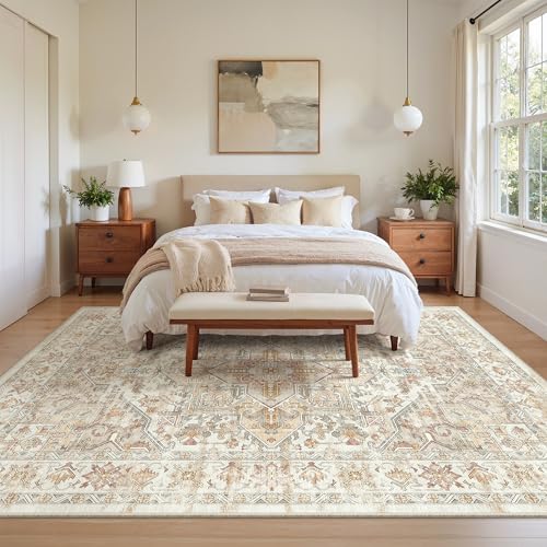 6x9 Area Rugs for Living Room (Orange/Beige / 6' x 9' (Rectangular))