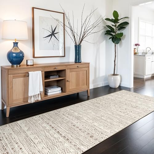 3x6 Runner Rug Washable Moroccan (Beige / 3' x 6')
