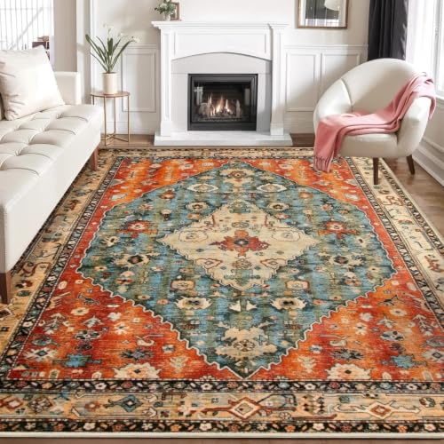 8x10 Washable Non Slip Boho Area Rug for Living Room (Tribal Medallion/Multi / 8' x 10' (Rectangular))