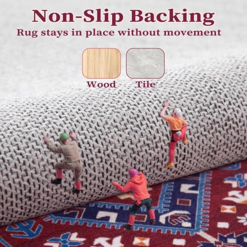 2x3 Washable Non Slip Boho Small Area Rug for Entryway (Burgundy Navy/Multi / 2' x 3' (Rectangular))