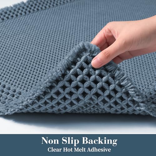 Waffle Bath Mat for Bathroom (Blue / 18" X 30")