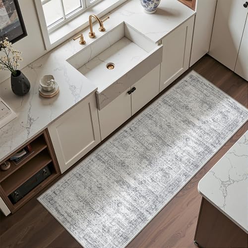 2x5 Rug Runners for Hallways Non Slip (Grey/Ivory / 2' x 5' (Runner))