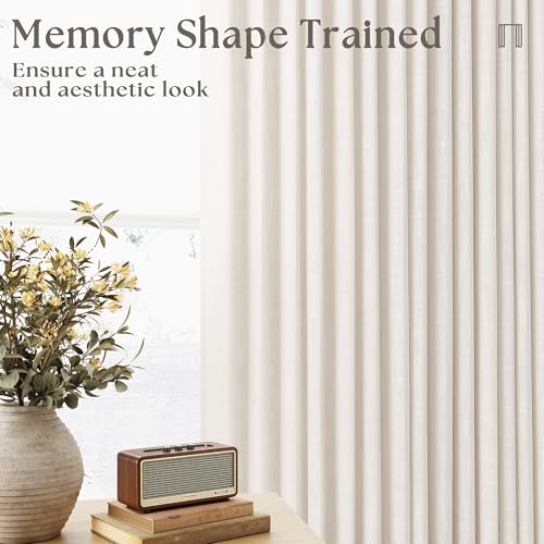 Natural Pinch Pleated Linen Curtains 63 Inch Length 2 Panels Set (Natural / 40"W x 63"L (Pack of 2))