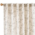 Extra Long Grey Vintage Floral Linen Curtains Farmhouse 2 Panels (Grey on Beige / 50"W x 108"L (Pack of 2))