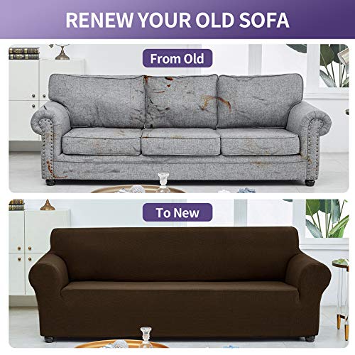 Stretch Loveseat Couch Cover Slipcover (Seal Brown / Medium（55"-78"))