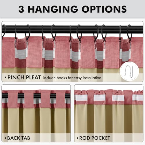 100% Blackout Linen Curtains 42 x 96 Inch Dusty Rose Pink 2 Panels (Dusty Rose / 42"W x 96"L (Pack of 2))