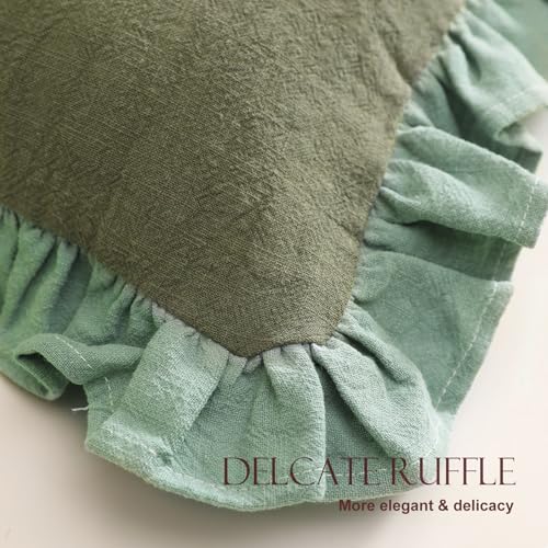 Vintage Green Linen Throw Pillow Covers (Coomburg Green / 22" x 22" (Pack of 2))