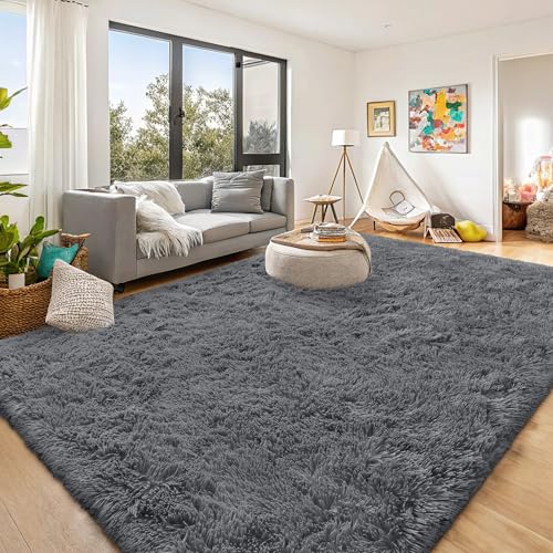 9x10 Machine Washable Large Area Rugs for Living Room (9x10 Ft / Grey)
