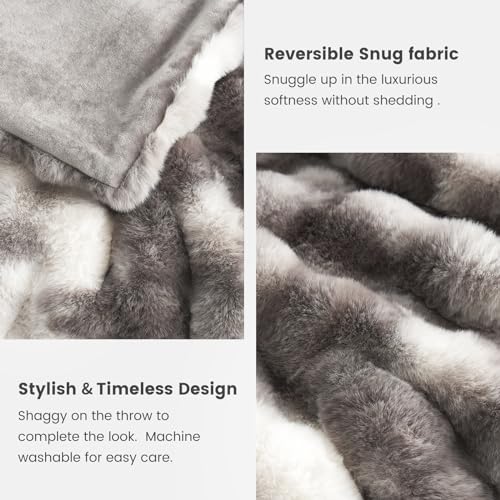 Faux Fur Throw Blanket for Couch (Tie-dye Taupe / Throw(50" x 60"))