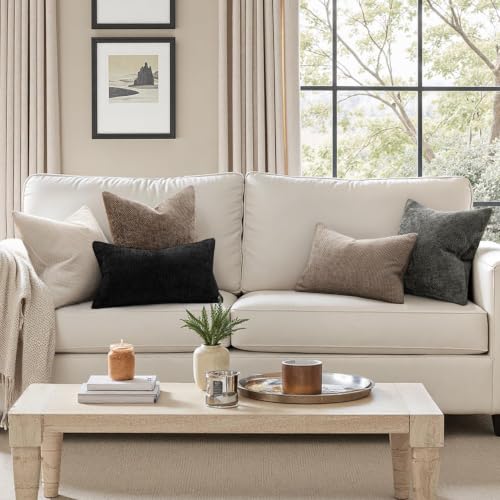 Dercorative Lumbar Throw Pillow Covers 12x20 Inch Light Khaki 2 Pack (20" x 12" (Pack of 2) / Light Khaki)