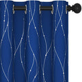 Living Room Curtains 90 Inches Long (Royal Blue/Wave Dots / 38"W x 90"L (Pack of 2))