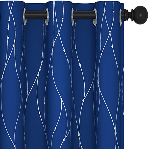 Living Room Curtains 90 Inches Long (Royal Blue/Wave Dots / 38"W x 90"L (Pack of 2))
