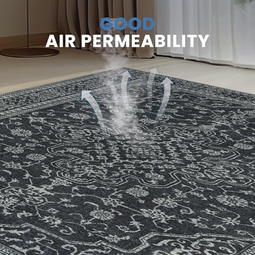 8x10 Washable Area Rugs for Living Room (8' x 10' (Rectangular) / Black-white)