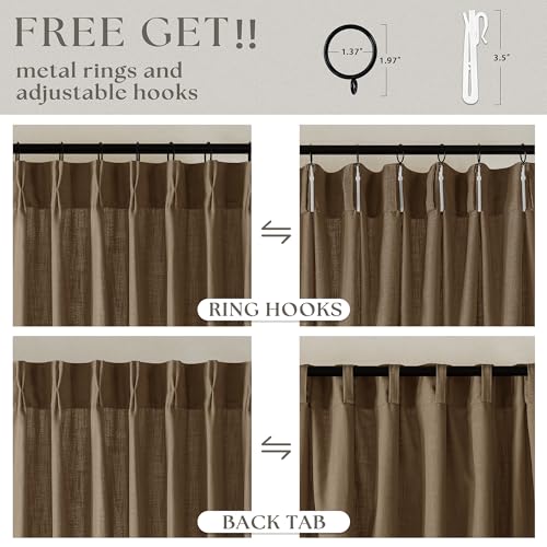 Extra Wide 90 Inch Long Pleated Curtains 70 Inch Wide Dutch Cocoa (Dutch Cocoa / 70"W x 90"L (Pack of 1))